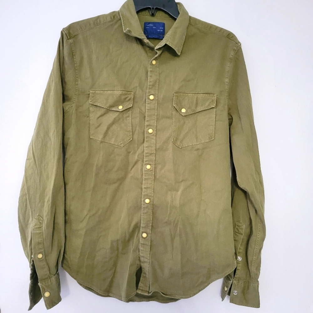 Zara Man slim fit green button down Dress shirt